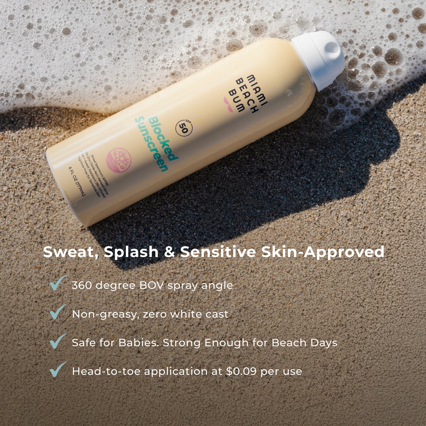 Blocked Sunscreen SPF50 - 100% Zinc Oxide Non-Aerosol Spray, Fragrance-free