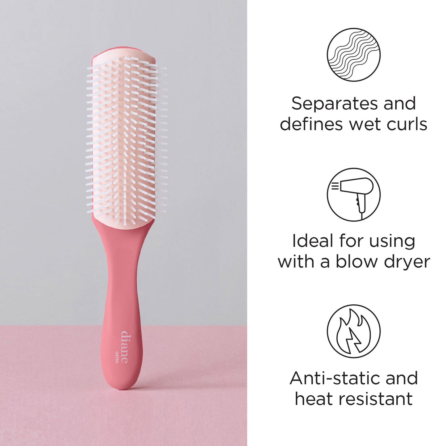 Pro Nylon Pin Styling Brush - Pink