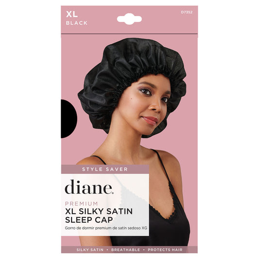 Premium XL Silky Satin Protective Sleep Cap - Black