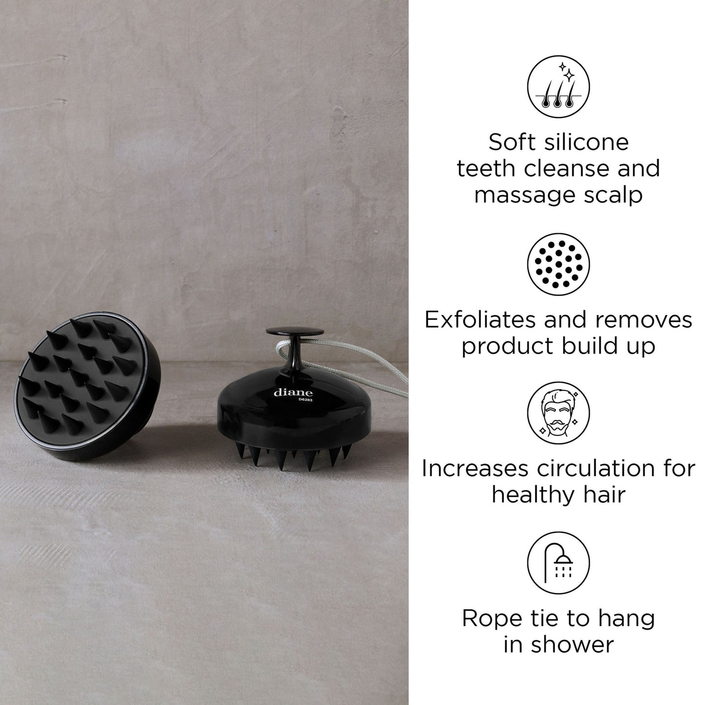 Mens Scalp Massage Shampoo Brush - Black