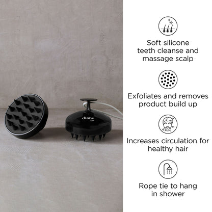 Mens Scalp Massage Shampoo Brush - Black