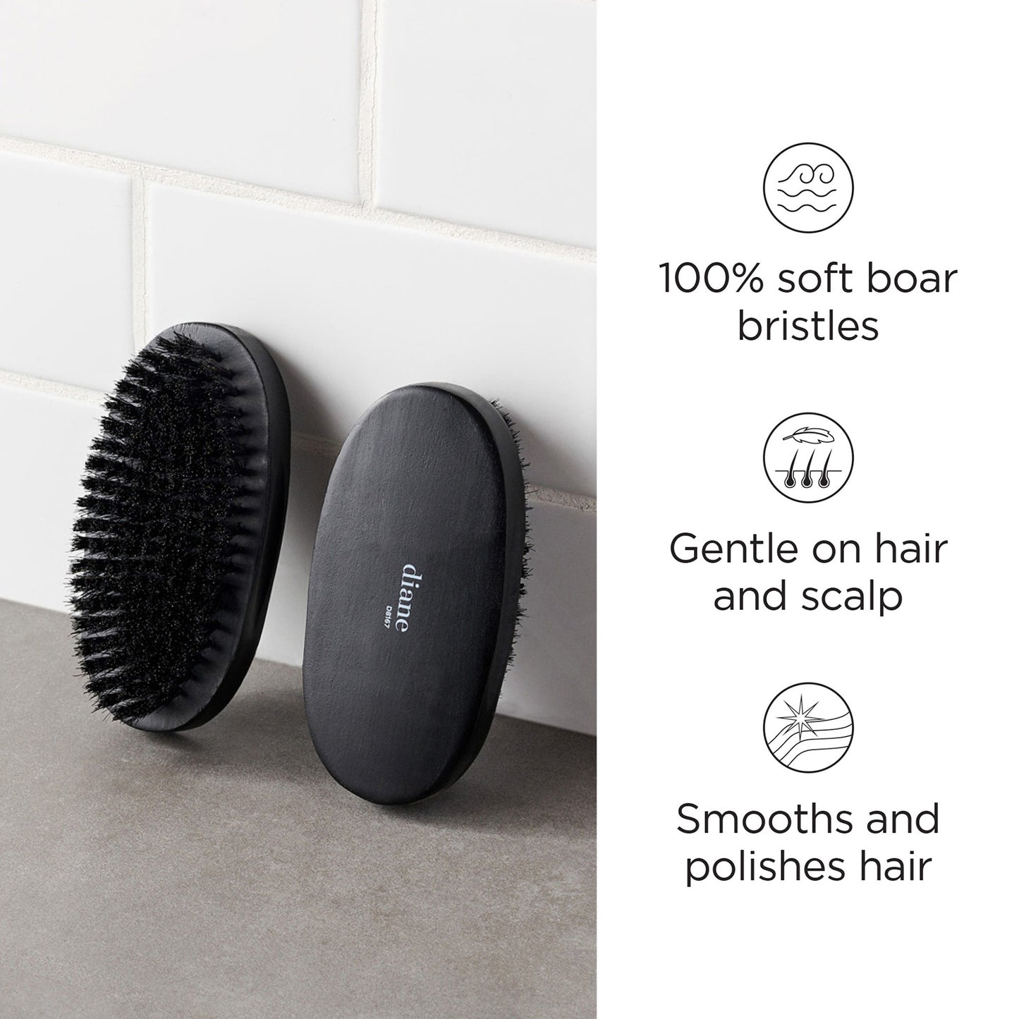 Mens 100 Percent Boar Military Wave Brush - Soft