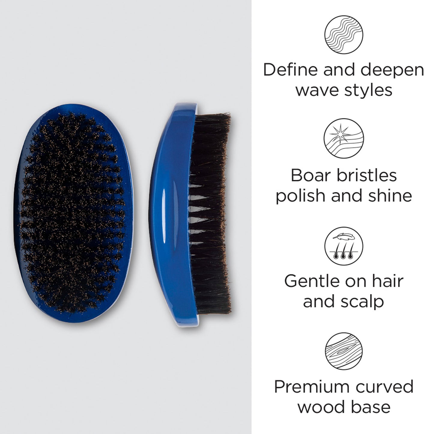 Mens Prestige 100 Percent Boar Curved Military Wave Brush - Medium