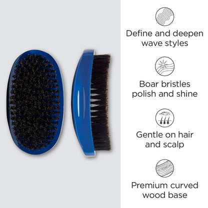Mens Prestige 100 Percent Boar Curved Military Wave Brush - Medium
