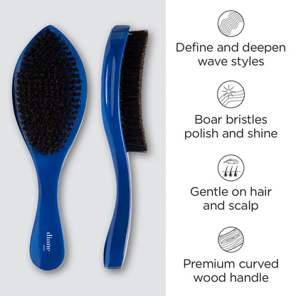 Mens Prestige 100 Percent Boar Curved Military Wave Brush Wood Handle - Medium