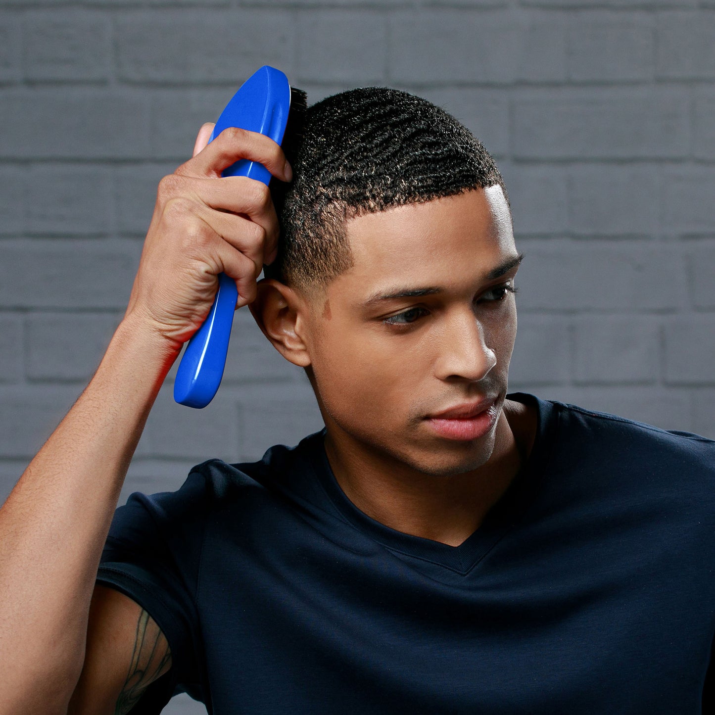 Mens Prestige 100 Percent Boar Curved Military Wave Brush Wood Handle - Medium