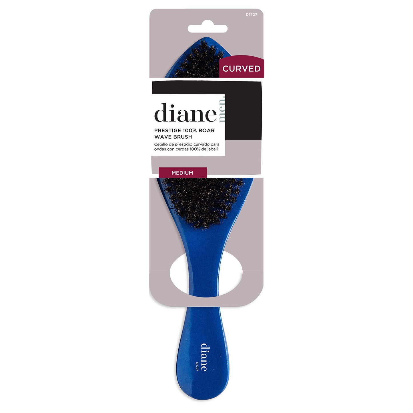 Mens Prestige 100 Percent Boar Curved Military Wave Brush Wood Handle - Medium