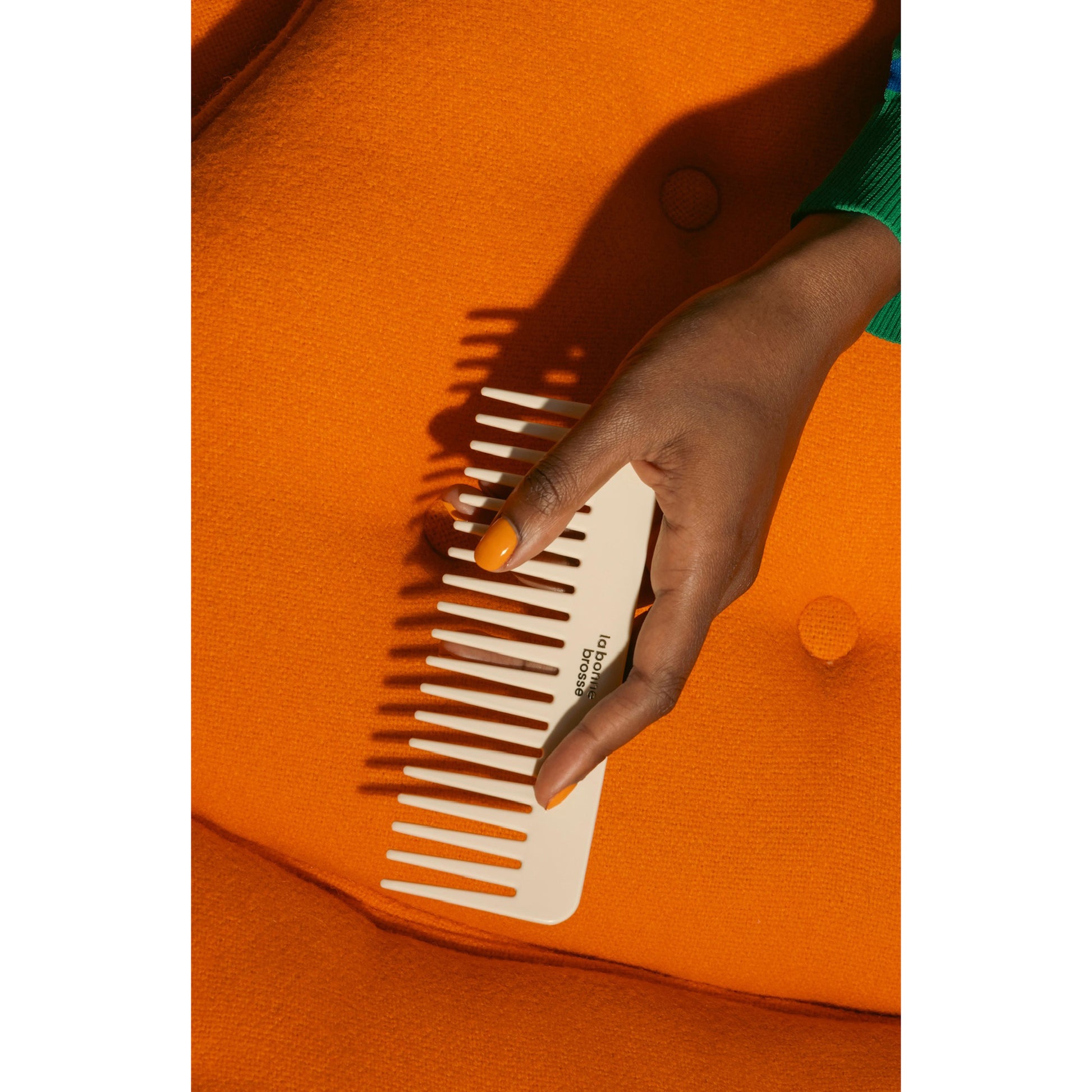 The Large Detangling Comb in Acetate Creamy White