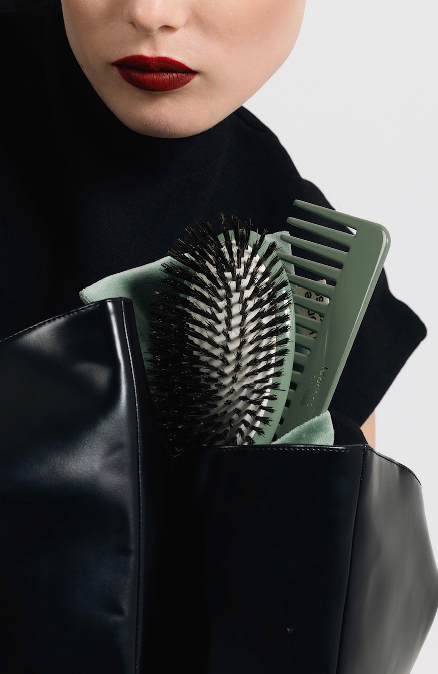 The Large Detangling Comb in Acetate Sage Green