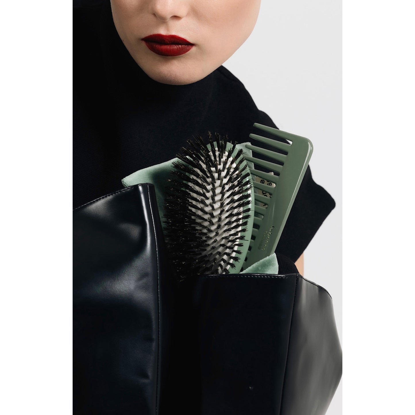 The Large Detangling Comb in Acetate Sage Green